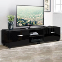 Artiss Entertainment Unit TV Cabinet 140cm Black Jim Furniture Kings Warehouse