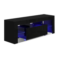 Artiss Entertainment Unit TV Cabinet LED 130cm Black Elo Furniture Kings Warehouse