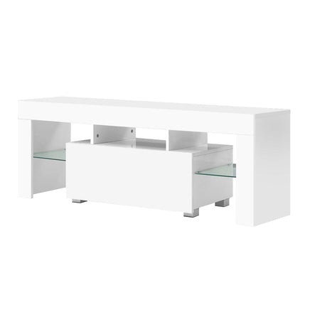 Artiss Entertainment Unit TV Cabinet LED 130cm White Elo Furniture Kings Warehouse