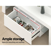 Artiss Entertainment Unit TV Cabinet LED 130cm White Elo Furniture Kings Warehouse