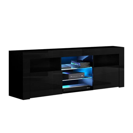 Artiss Entertainment Unit TV Cabinet LED 160cm Black Bobi Furniture Kings Warehouse