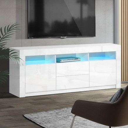 Artiss Entertainment Unit TV Cabinet LED 160cm White Anna Furniture Kings Warehouse