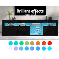 Artiss Entertainment Unit TV Cabinet LED 180cm Black Bobi Furniture Kings Warehouse