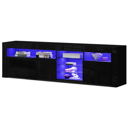 Artiss Entertainment Unit TV Cabinet LED 180cm Black Bobi Furniture Kings Warehouse