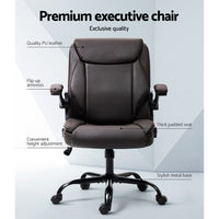 Artiss Executive Office Chair Mid Back Brwon Furniture Kings Warehouse