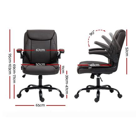 Artiss Executive Office Chair Mid Back Brwon Furniture Kings Warehouse
