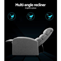 Artiss Luxury Recliner Chair Chairs Lounge Armchair Sofa Fabric Cover Grey 2023 Home Refresh Kings Warehouse