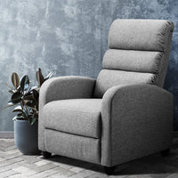 Artiss Luxury Recliner Chair Chairs Lounge Armchair Sofa Fabric Cover Grey 2023 Home Refresh Kings Warehouse