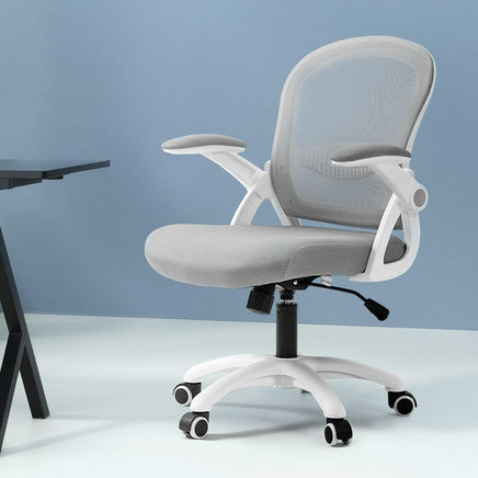 Artiss Mesh Office Chair Mid Back Grey Furniture Kings Warehouse