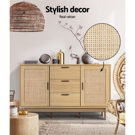 Artiss Rattan Buffet Sideboard - BRIONY Oak Furniture Kings Warehouse