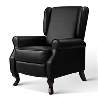 Artiss Recliner Chair Sofa Armchair Lounge Black Leather Kings Warehouse