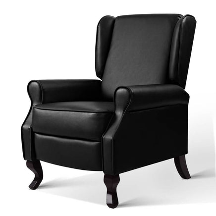 Artiss Recliner Chair Sofa Armchair Lounge Black Leather Kings Warehouse