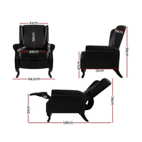 Artiss Recliner Chair Sofa Armchair Lounge Black Leather Kings Warehouse