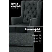 Artiss Rocking Chair Armchair Linen Fabric Charcoal Gaia Furniture Kings Warehouse