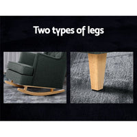 Artiss Rocking Chair Armchair Linen Fabric Charcoal Gaia Furniture Kings Warehouse