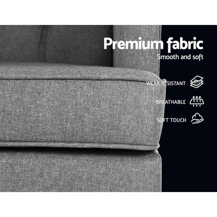 Artiss Rocking Chair Armchair Linen Fabric Grey Gaia Furniture Kings Warehouse