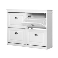 Artiss Shoe Rack Cabinet 16 Pairs 4-tier White Paul Furniture Kings Warehouse