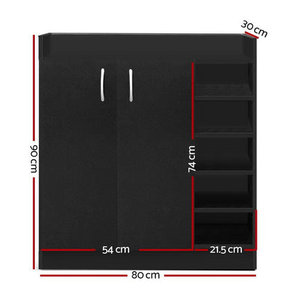 Artiss Shoe Rack Cabinet 21 Pairs Adjustable Shelves Black Clair Furniture Kings Warehouse