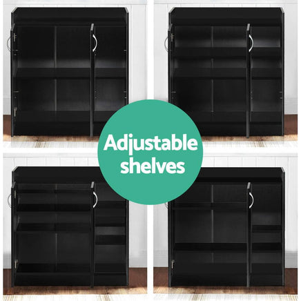 Artiss Shoe Rack Cabinet 21 Pairs Adjustable Shelves Black Clair Furniture Kings Warehouse