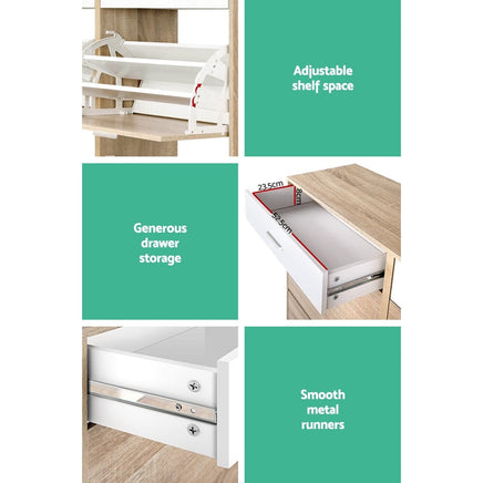 Artiss Shoe Rack Cabinet 36 Pairs Adjustable Shelves Pine Sara Furniture Kings Warehouse