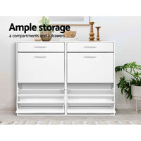 Artiss Shoe Rack Cabinet 36 Pairs Adjustable Shelves White Sara Furniture Kings Warehouse