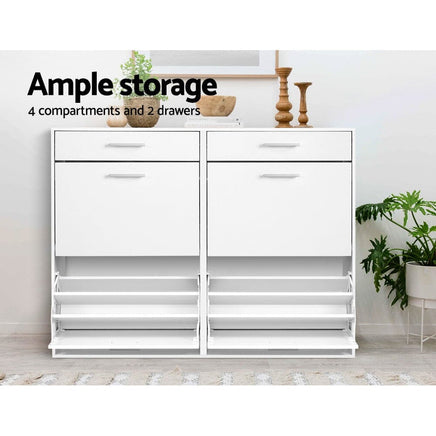 Artiss Shoe Rack Cabinet 36 Pairs Adjustable Shelves White Sara Furniture Kings Warehouse