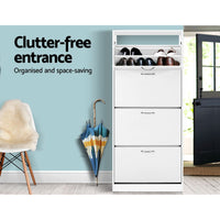 Artiss Shoe Rack Cabinet 60 Pairs 4 Doors - White Furniture Kings Warehouse