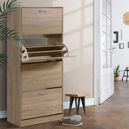 Artiss Shoe Rack Cabinet 60 Pairs 4 Doors - Wood Furniture Kings Warehouse