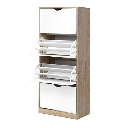 Artiss Shoe Rack Cabinet 60 Pairs 4-tier White Elen Furniture Kings Warehouse