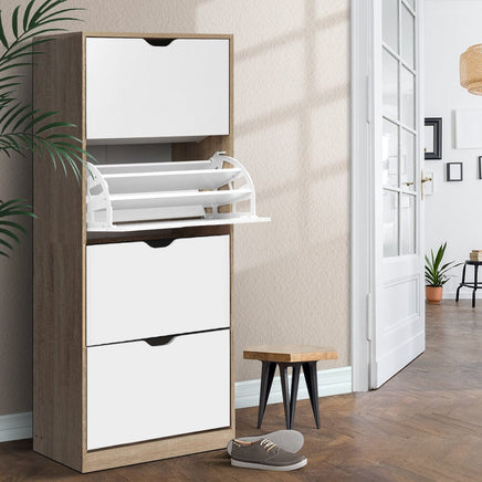 Artiss Shoe Rack Cabinet 60 Pairs 4-tier White Elen Furniture Kings Warehouse