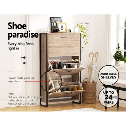 Artiss Shoe Rack Cabinet Adjustable Shelves 24 Pairs Tim Furniture Kings Warehouse