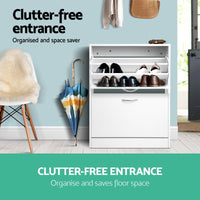 Artiss Shoe Rack Cabinet Adjustable Shelves 24 Pairs White Iris Furniture Kings Warehouse