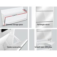 Artiss Shoe Rack Cabinet Mirror 25 Pairs White Furniture Kings Warehouse