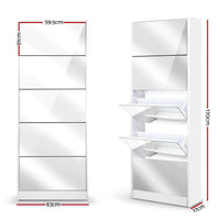 Artiss Shoe Rack Cabinet Mirror 25 Pairs White Furniture Kings Warehouse