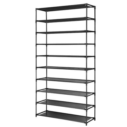 Artiss Shoe Rack Cabinet Stackable 50 Pairs 10-Tier Black Furniture Kings Warehouse