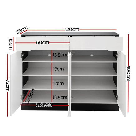 Artiss Shoe Rack Cabinet Storage 120cm w/ Drawer - White Lydia Home & Garden Kings Warehouse
