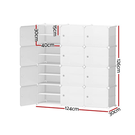 Artiss Shoe Rack DIY 12 Storage Cube Stackable White Furniture Kings Warehouse