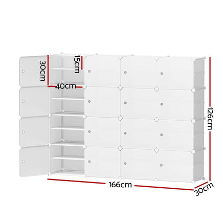 Artiss Shoe Rack DIY 16 Storage Cube Stackable White Furniture Kings Warehouse