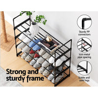 Artiss Shoe Rack Stackable 4 Tiers 80cm Shoes Shelves Storage Stand Black Furniture Frenzy Kings Warehouse 
