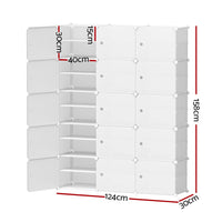 Artiss Shoe Rack Storage Cabinet DIY 15 Storage Cube Stackable White Furniture Kings Warehouse