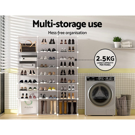 Artiss Shoe Rack Storage Cabinet DIY 15 Storage Cube Stackable White Furniture Kings Warehouse