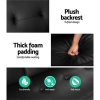 Artiss Sofa Bed 168CM Black PU Leather Furniture Kings Warehouse