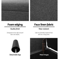 Artiss Storage Ottoman Blanket Box 125cm Arm Linen Grey Furniture Kings Warehouse