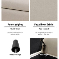 Artiss Storage Ottoman Blanket Box 125cm Arm Linen Taupe Furniture Kings Warehouse