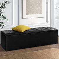 Artiss Storage Ottoman Blanket Box 140cm Leather Black Furniture Kings Warehouse