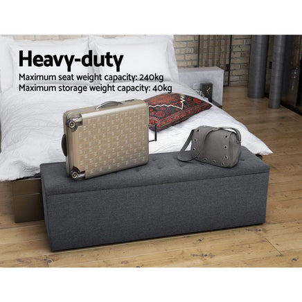 Artiss Storage Ottoman Blanket Box 140cm Linen Dark Grey Furniture Kings Warehouse