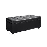 Artiss Storage Ottoman Blanket Box 97cm Leather Black Furniture Kings Warehouse
