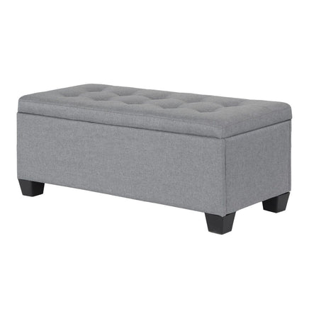 Artiss Storage Ottoman Blanket Box 97cm Linen Grey Furniture Kings Warehouse