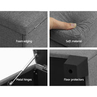 Artiss Storage Ottoman Blanket Box 97cm Linen Grey Furniture Kings Warehouse