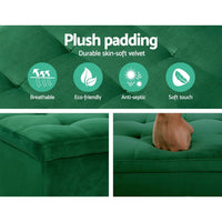 Artiss Storage Ottoman Blanket Box 97cm Velvet Green Furniture Kings Warehouse